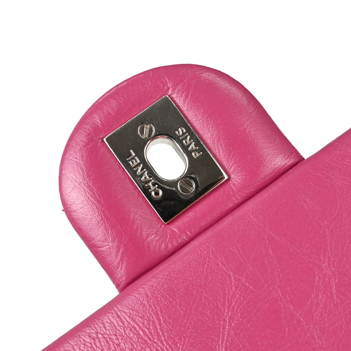 Chanel Pink Calfskin Chain Around Single Flap Shoulder Bag