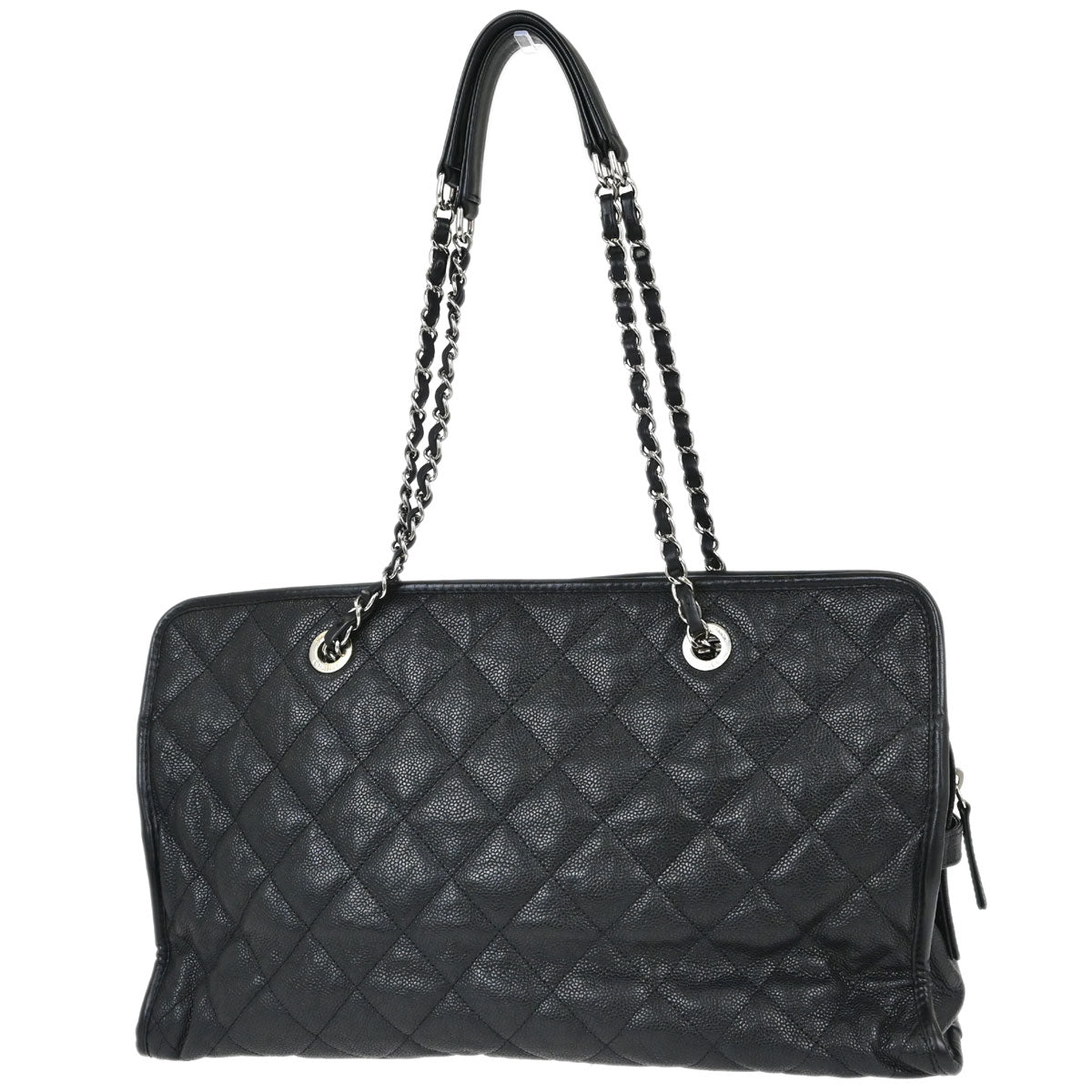 Chanel Black Caviar Skin French Riviera Tote Chain Handbag