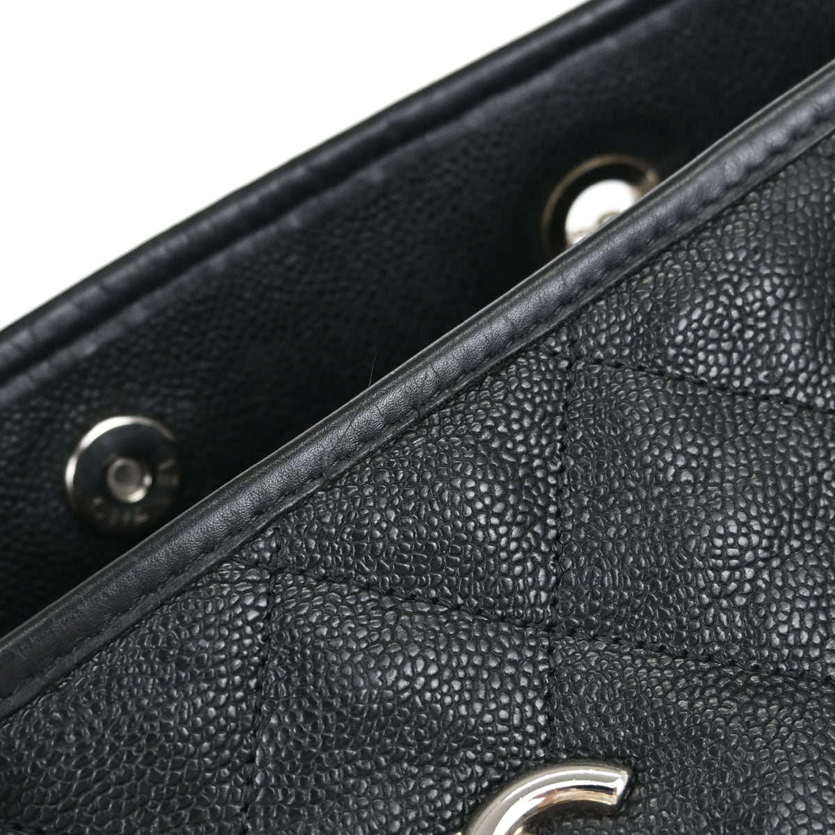 Chanel Black Caviar Skin French Riviera Tote Chain Handbag