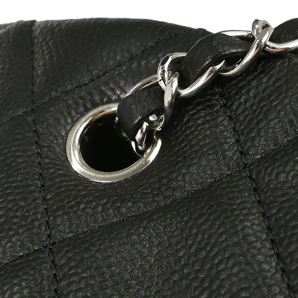 Chanel Black Caviar Skin Tote Chain Handbag