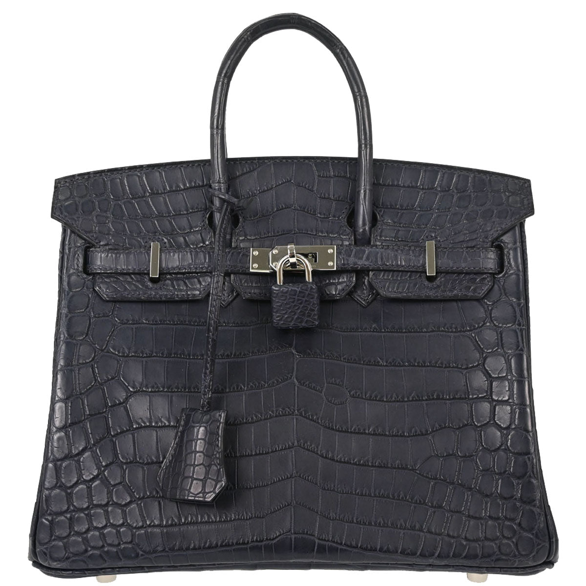Hermes * Blue Indigo Matt Niloticus Birkin 25 Handbag