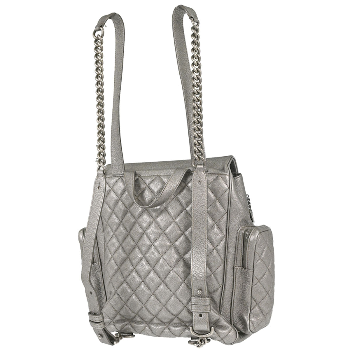 Chanel 2016-2017 Metallic Silver Calfskin Casual Rock Backpack