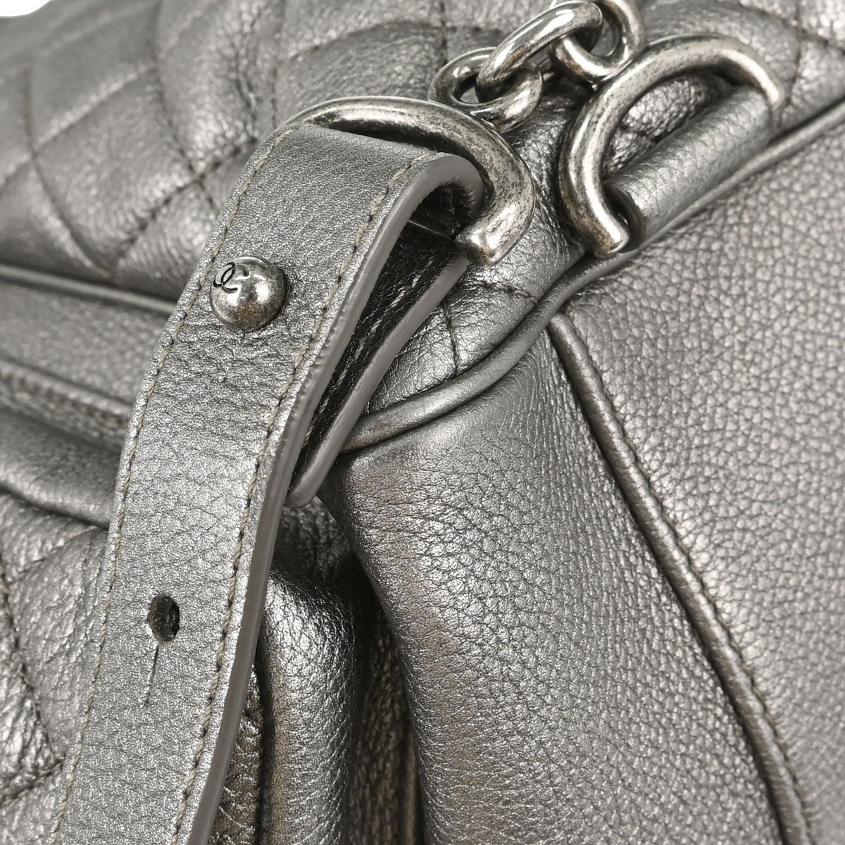 Chanel 2016-2017 Metallic Silver Calfskin Casual Rock Backpack