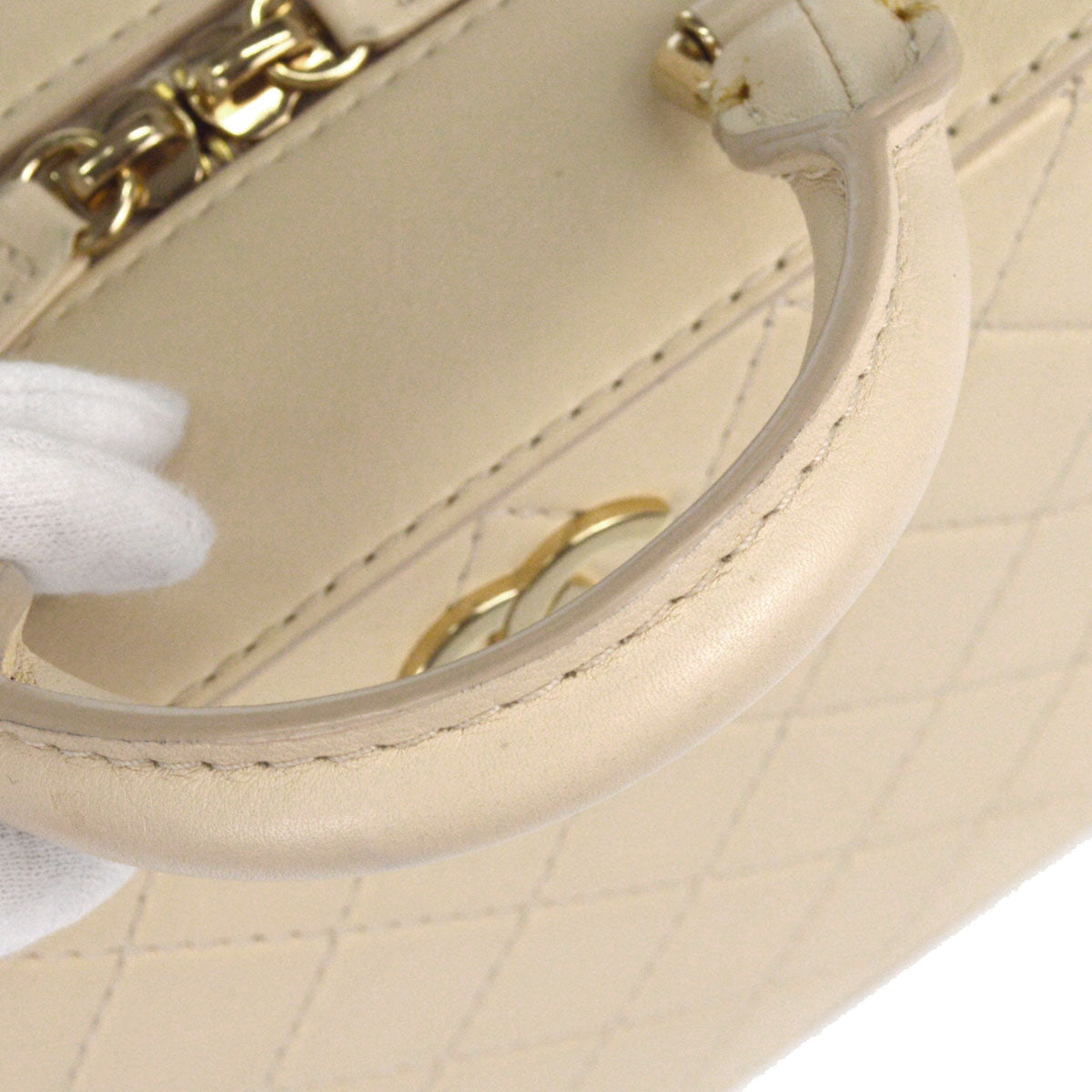 Chanel 2019-2020 Light Beige Lambskin Vanity 2way Shoulder Handbag
