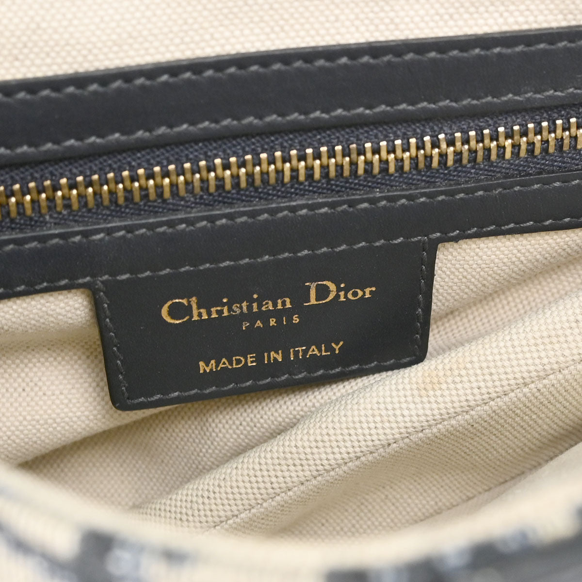 Christian Dior Navy Beige Trotter Oblique Saddle Handbag