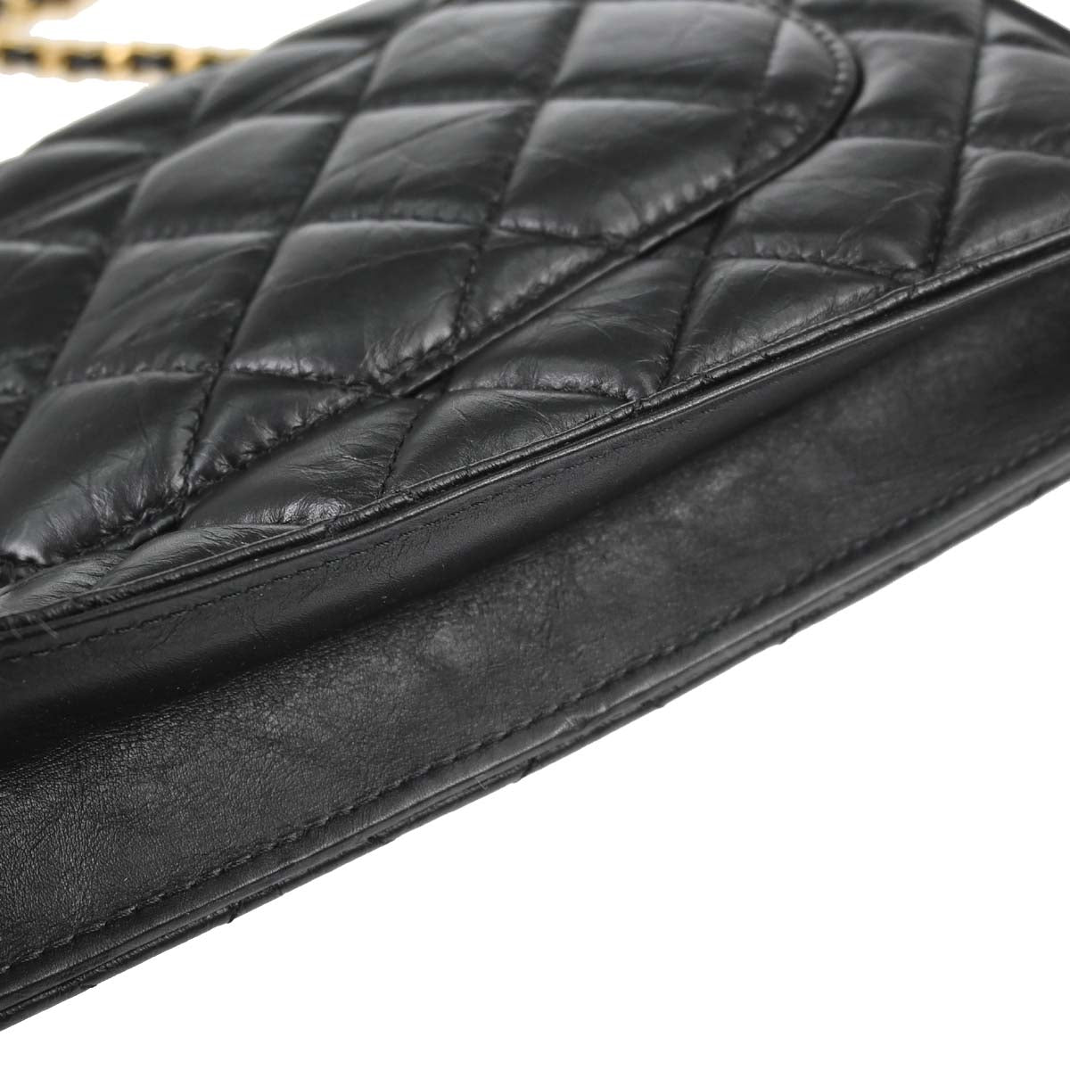 Chanel 2017-2018 Black Calfskin Rhinestone Icon WOC Wallet on Chain Bag