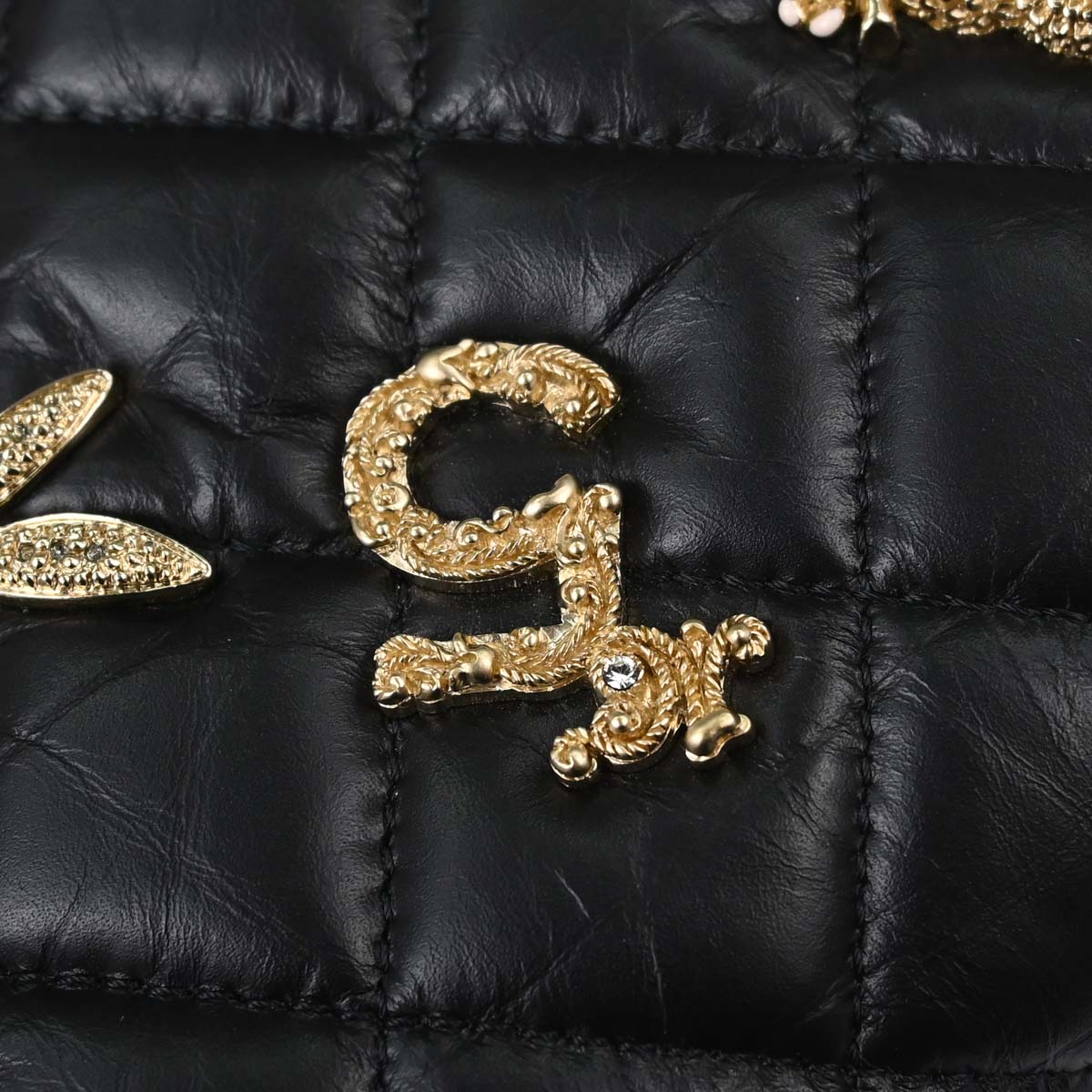 Chanel 2017-2018 Black Calfskin Rhinestone Icon WOC Wallet on Chain Bag