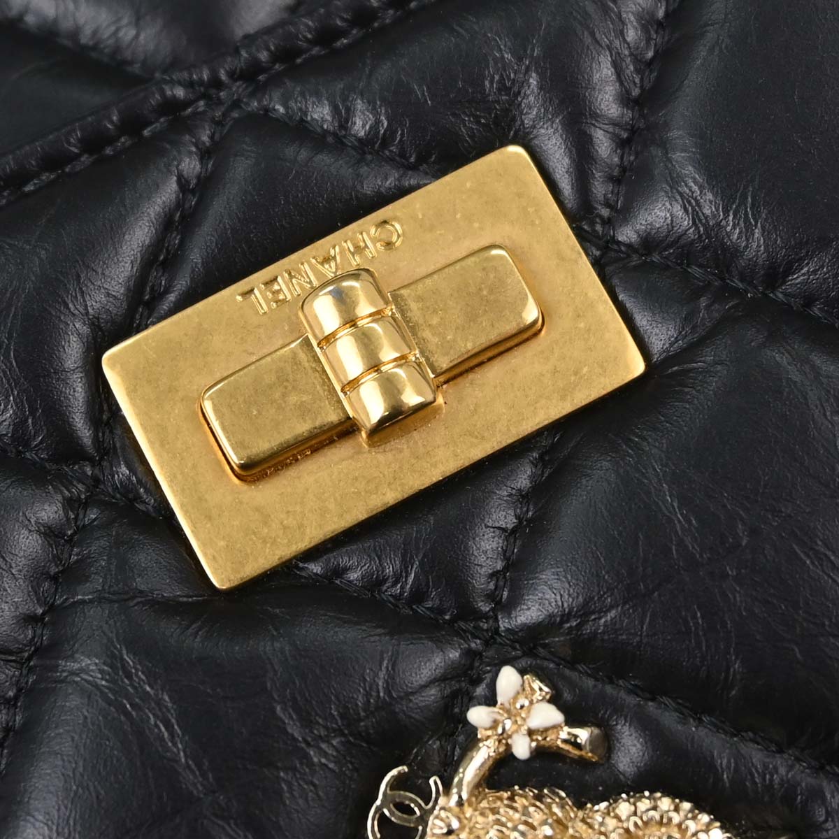 Chanel 2017-2018 Black Calfskin Rhinestone Icon WOC Wallet on Chain Bag