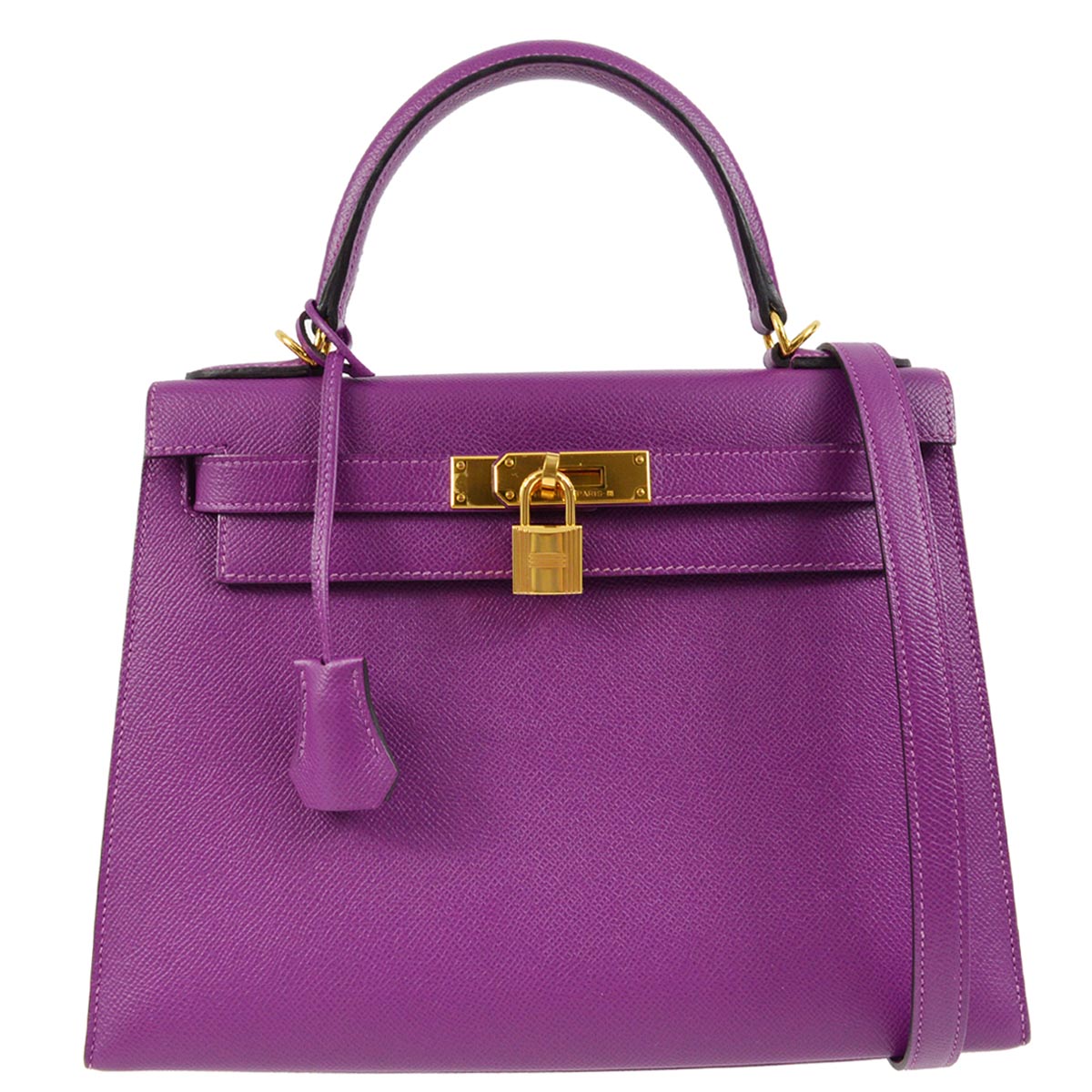 Hermes 2019 Purple Epsom Kelly 28 Sellier 2way Shoulder Handbag