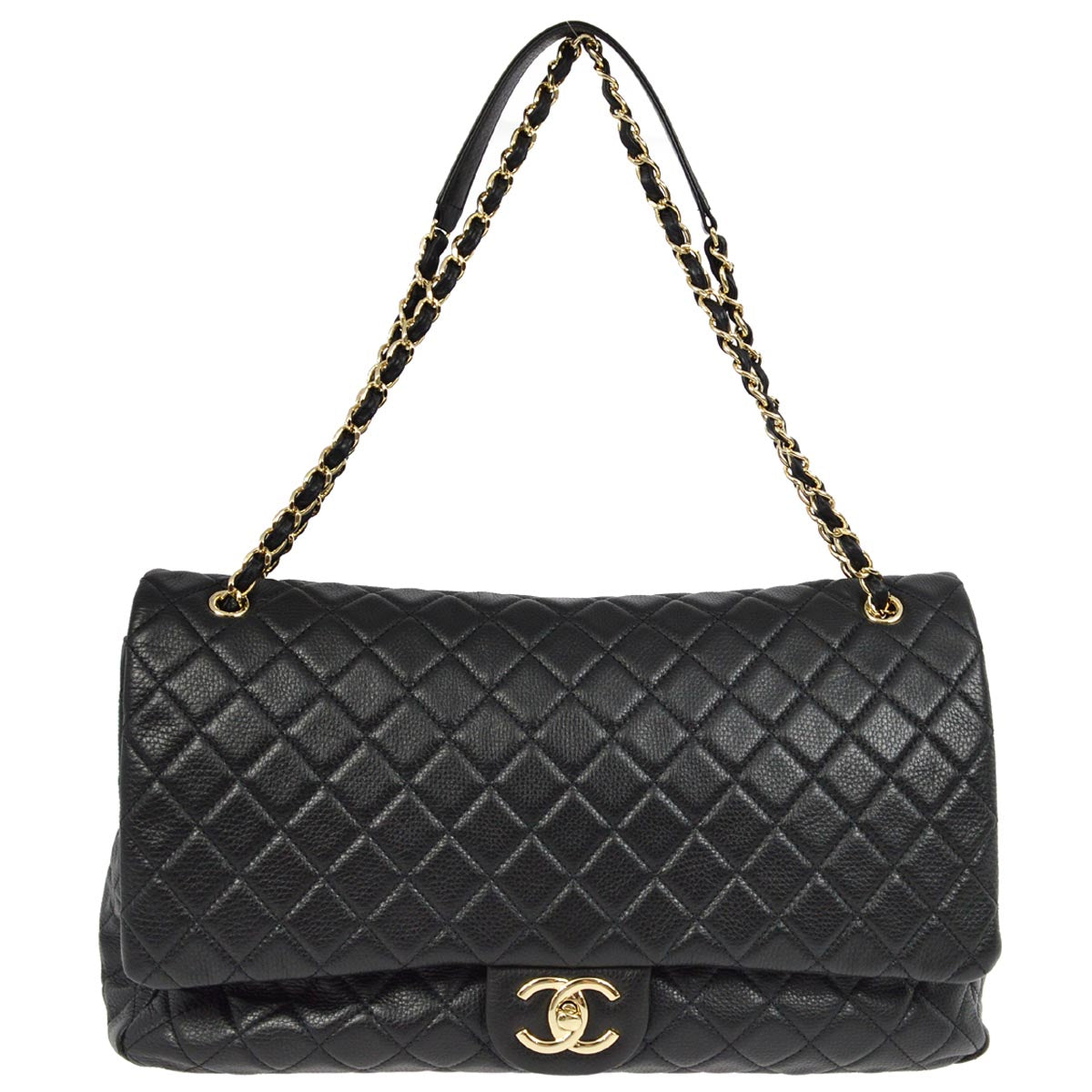 Chanel 2017 Black Calfskin XXL Single Flap Shoulder Bag