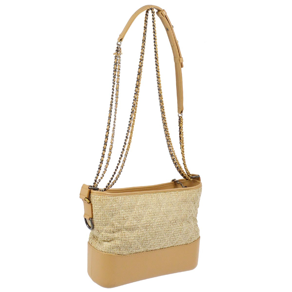 Chanel 2017-2018 Beige Tweed Lambskin Medium Gabrielle Shoulder Bag