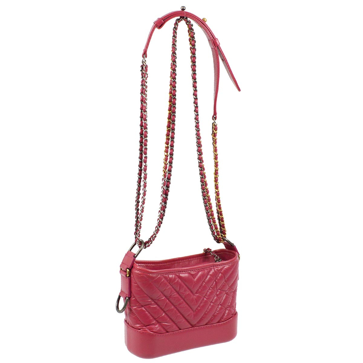 Chanel 2018-2019 Pink Calfskin Small Gabrielle Chevron Shoulder Bag