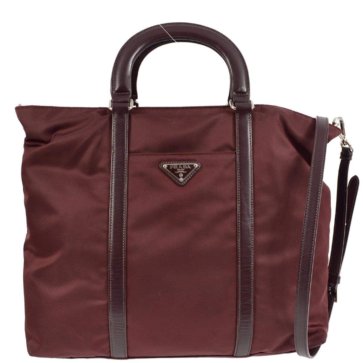 Prada Bordeaux Nylon 2way Tote Shoulder Handbag