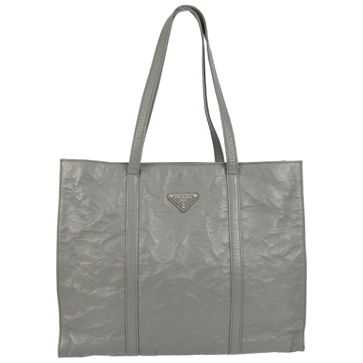 Prada Gray Sheepskin Tote Shoulder Bag