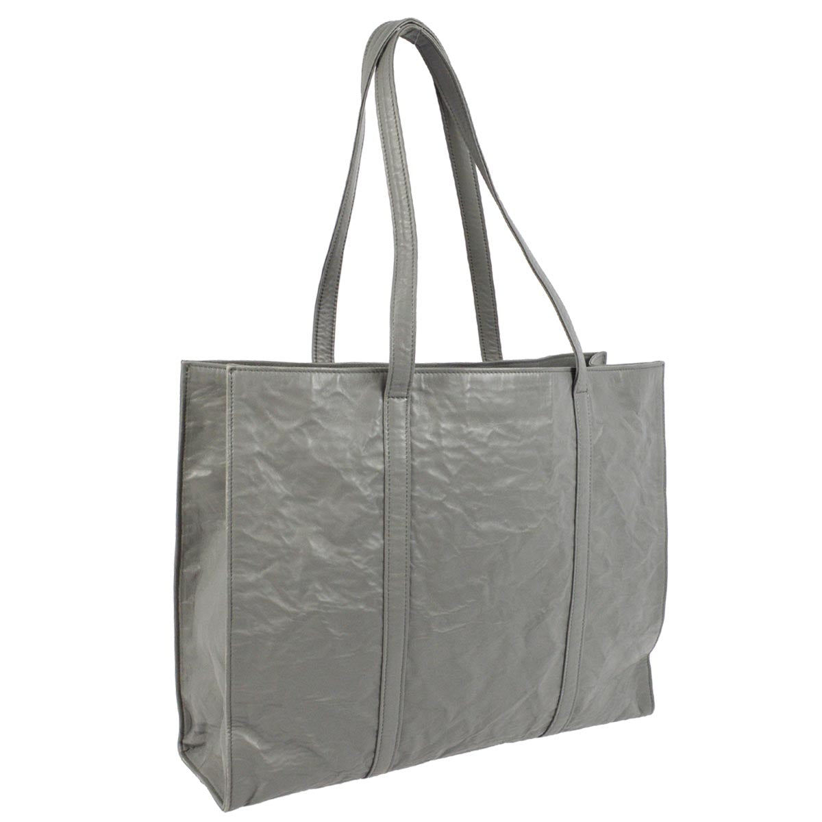 Prada Gray Sheepskin Tote Shoulder Bag
