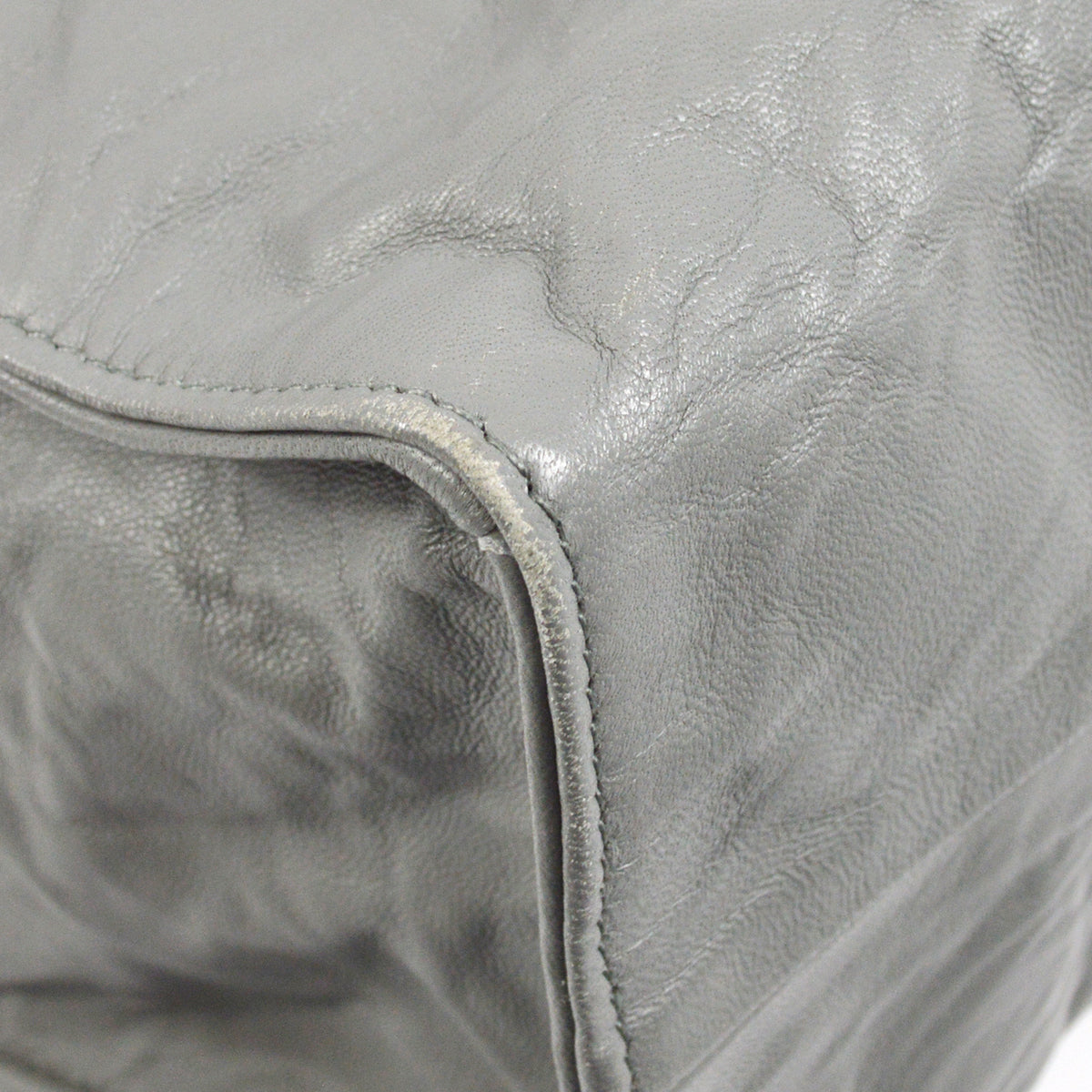 Prada Gray Sheepskin Tote Shoulder Bag