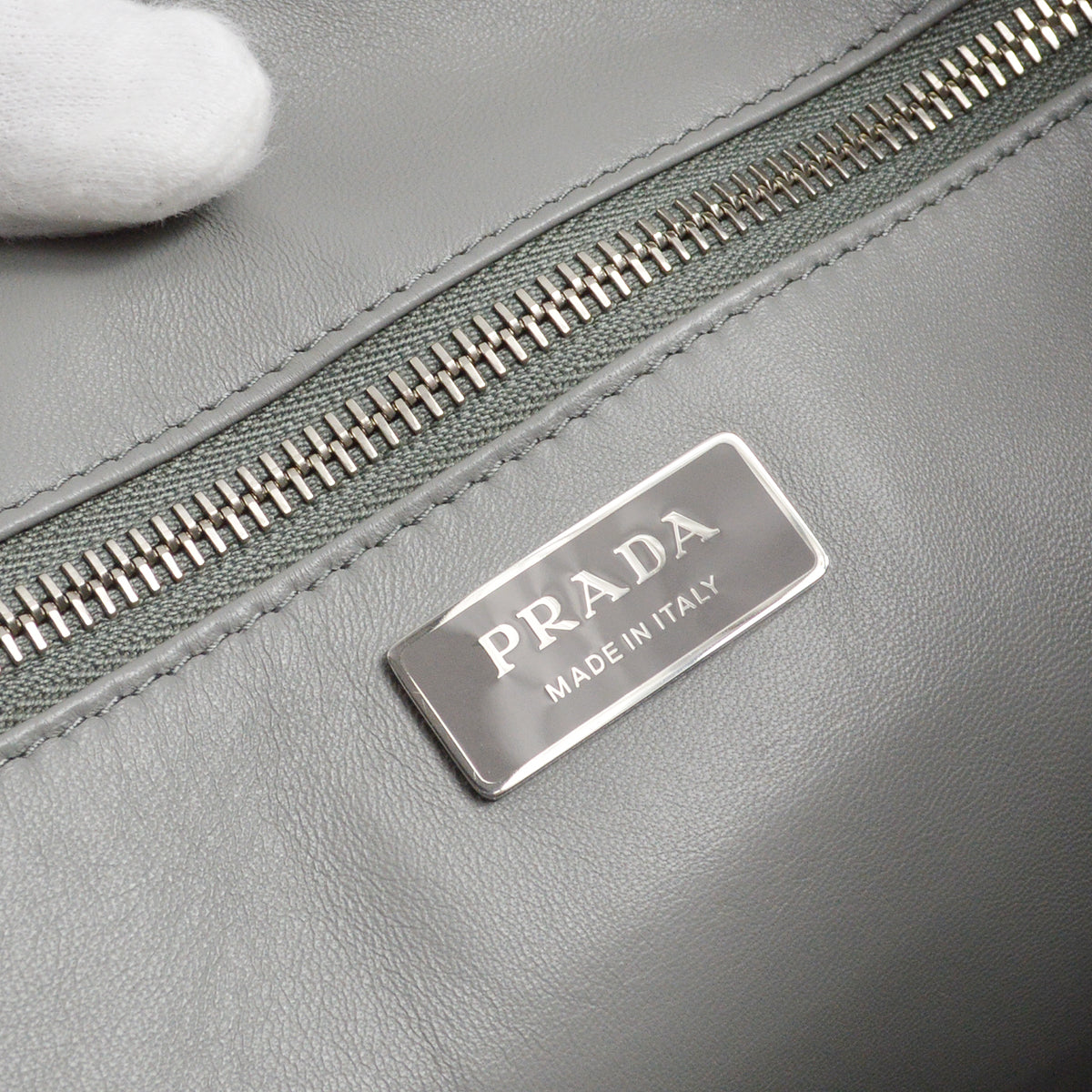 Prada Gray Sheepskin Tote Shoulder Bag