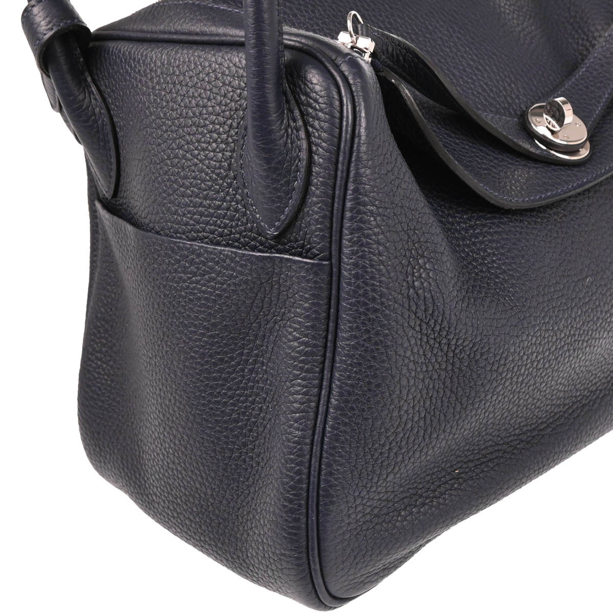 Hermes 2019 Navy Blue Taurillon Clemence Lindy 30 Shoulder Bag