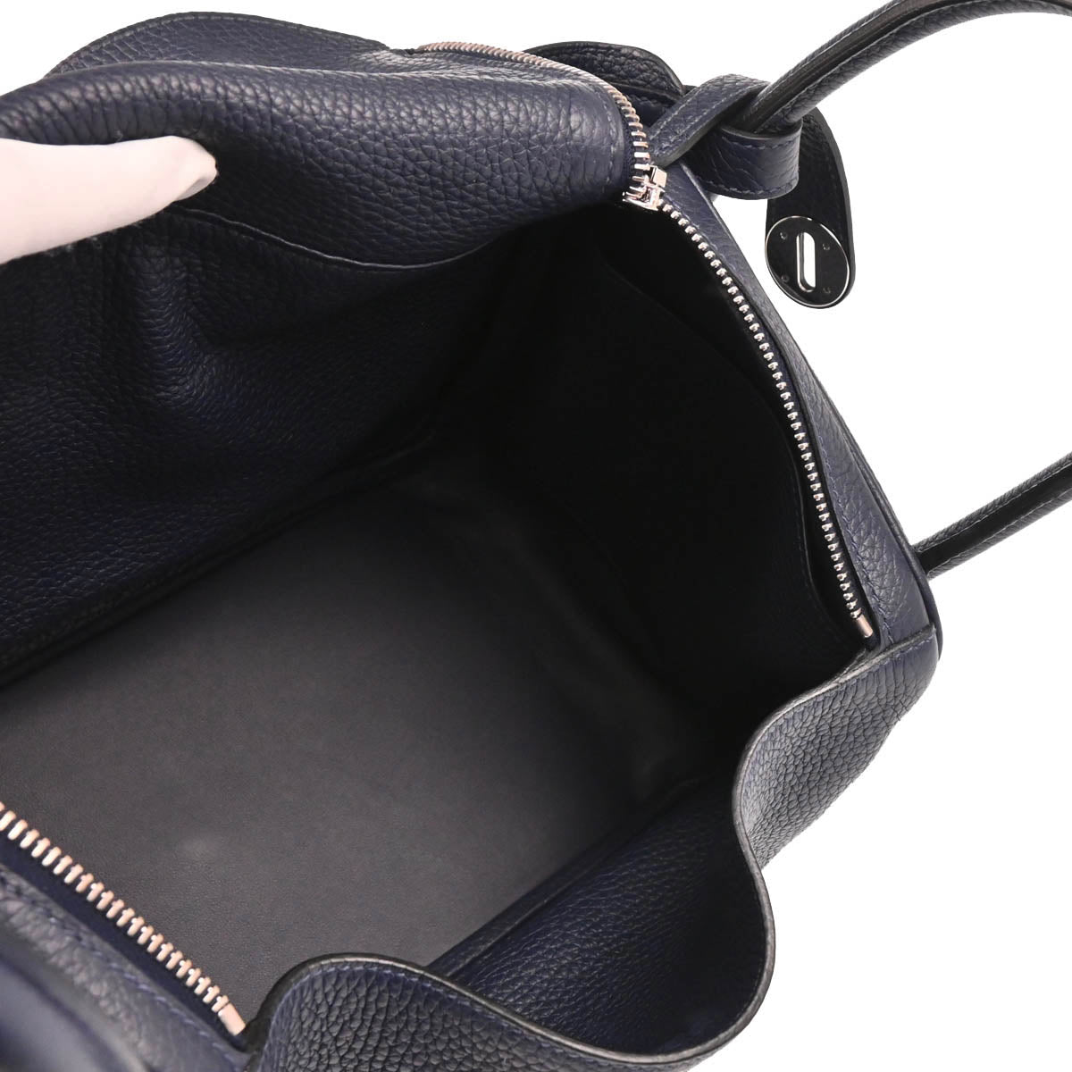 Hermes 2019 Navy Blue Taurillon Clemence Lindy 30 Shoulder Bag