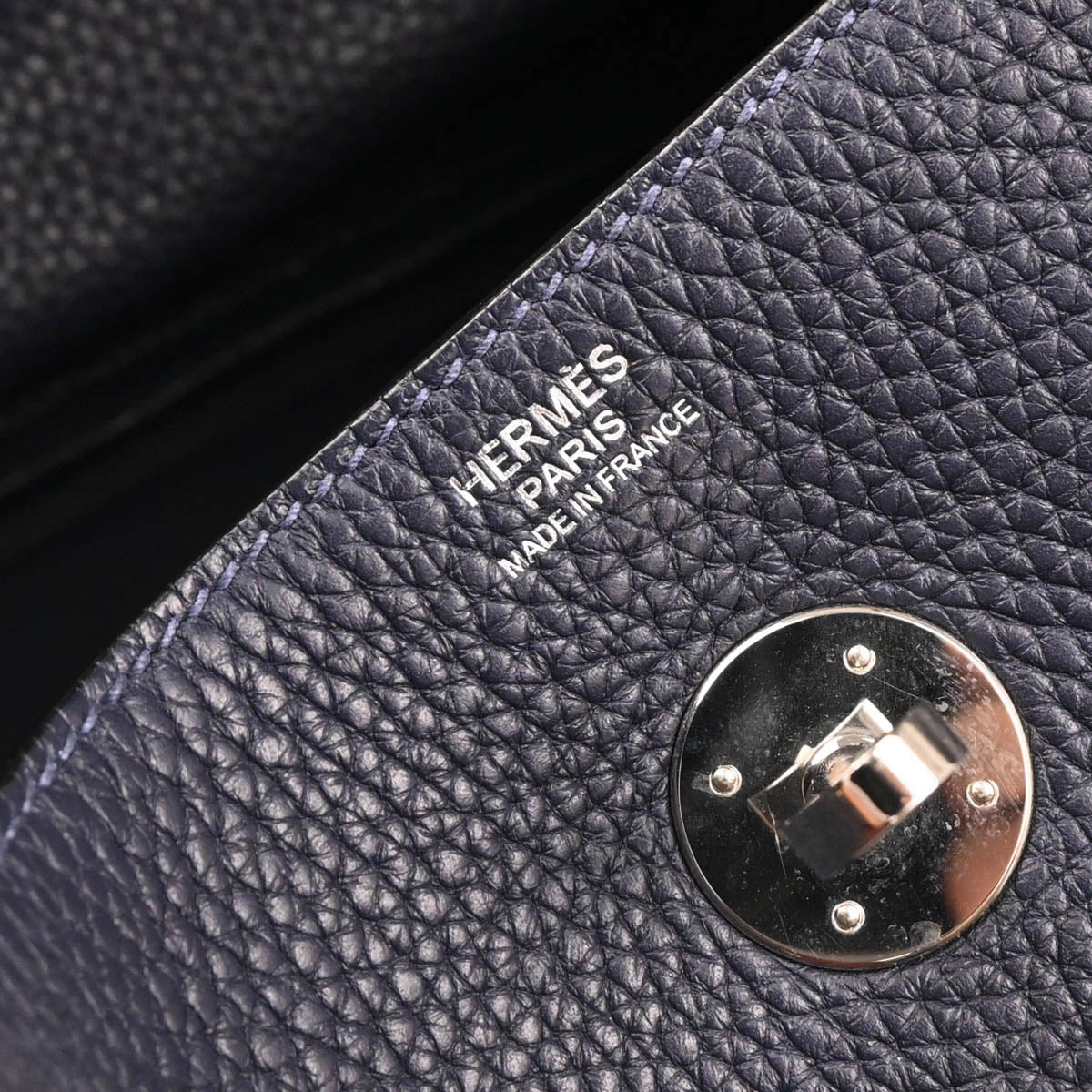 Hermes 2019 Navy Blue Taurillon Clemence Lindy 30 Shoulder Bag