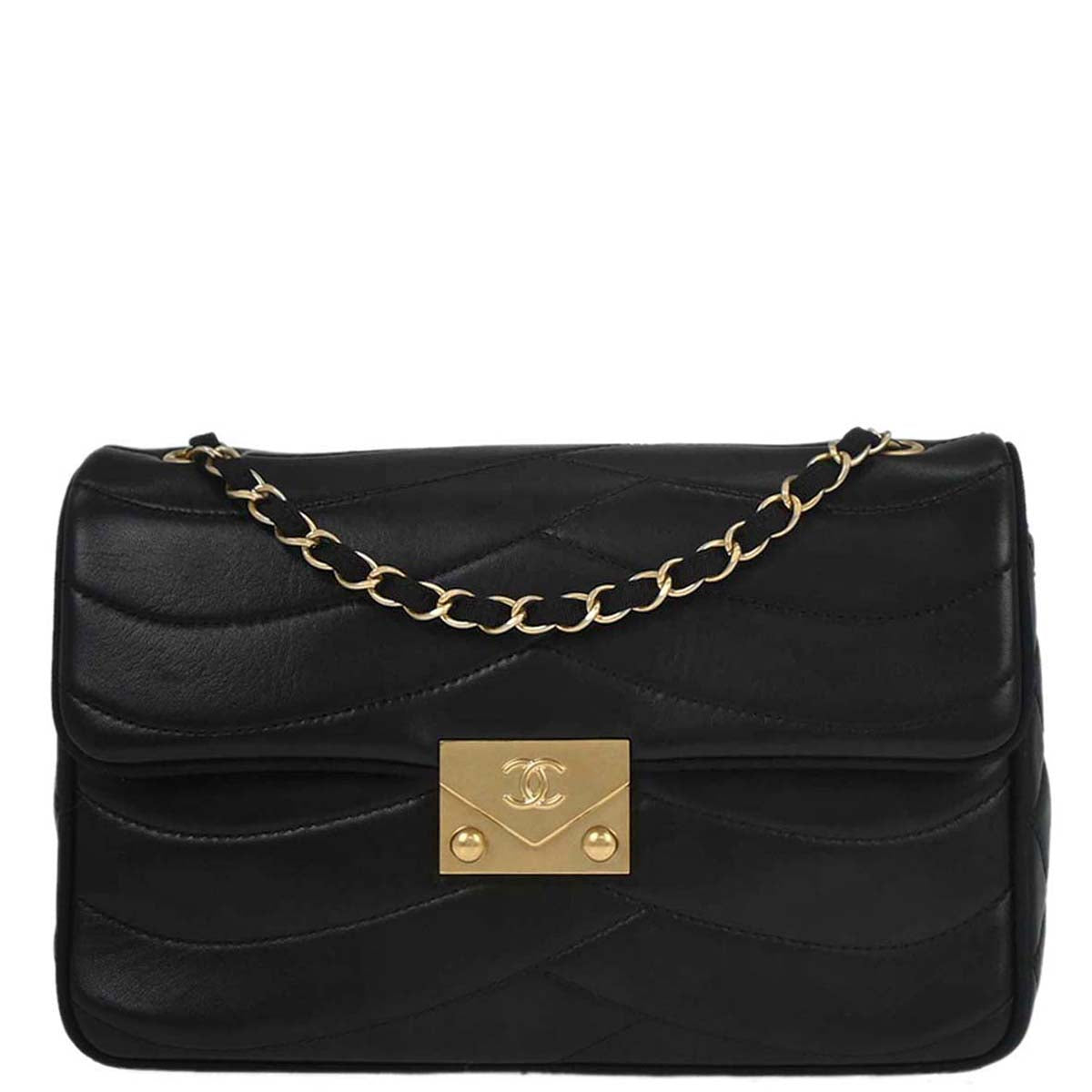 Chanel Black Lambskin Medium Pagoda Flap Shoulder Bag