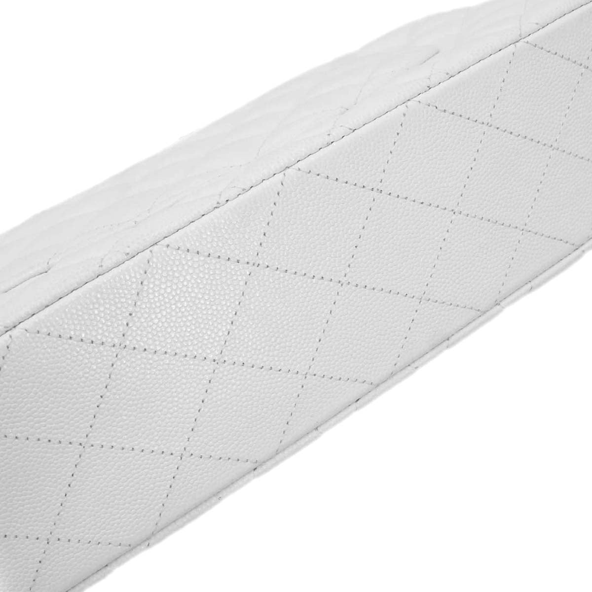 Chanel White Caviar Skin Medium Classic Double Flap Shoulder Bag