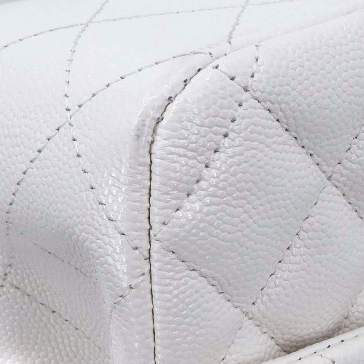 Chanel White Caviar Skin Medium Classic Double Flap Shoulder Bag