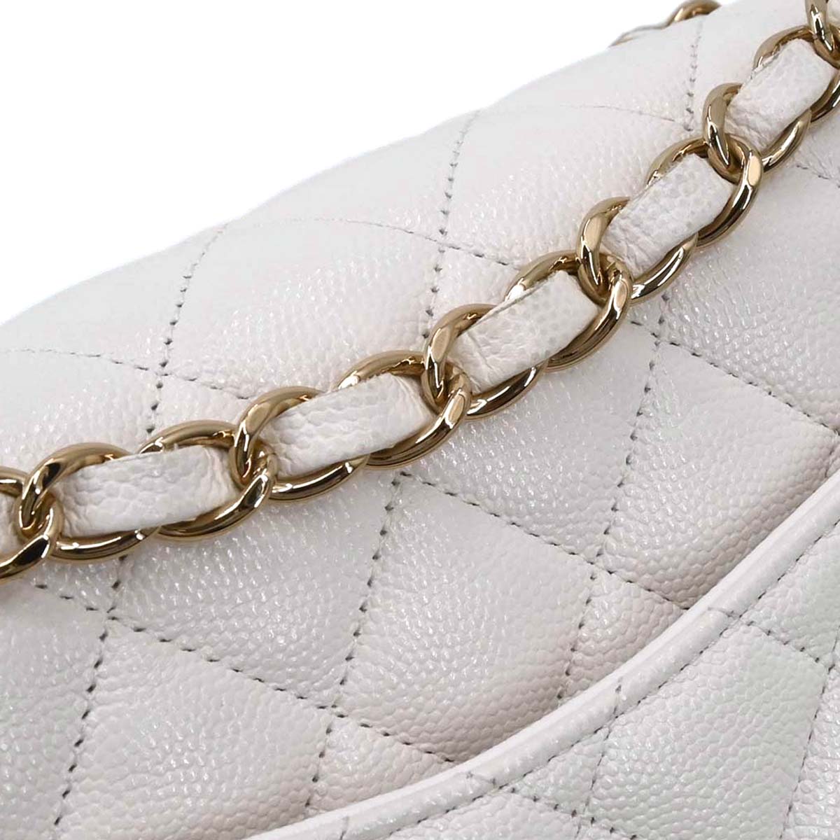 Chanel White Caviar Skin Medium Classic Double Flap Shoulder Bag