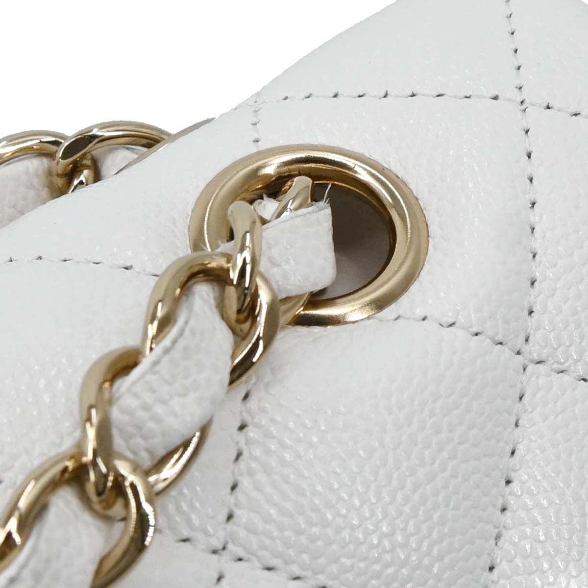 Chanel White Caviar Skin Medium Classic Double Flap Shoulder Bag