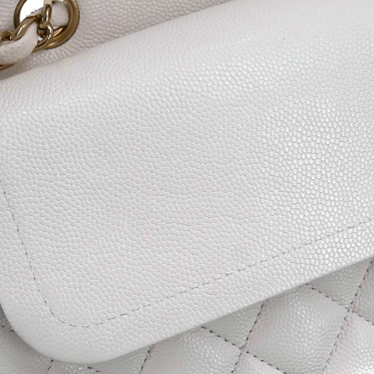 Chanel White Caviar Skin Medium Classic Double Flap Shoulder Bag