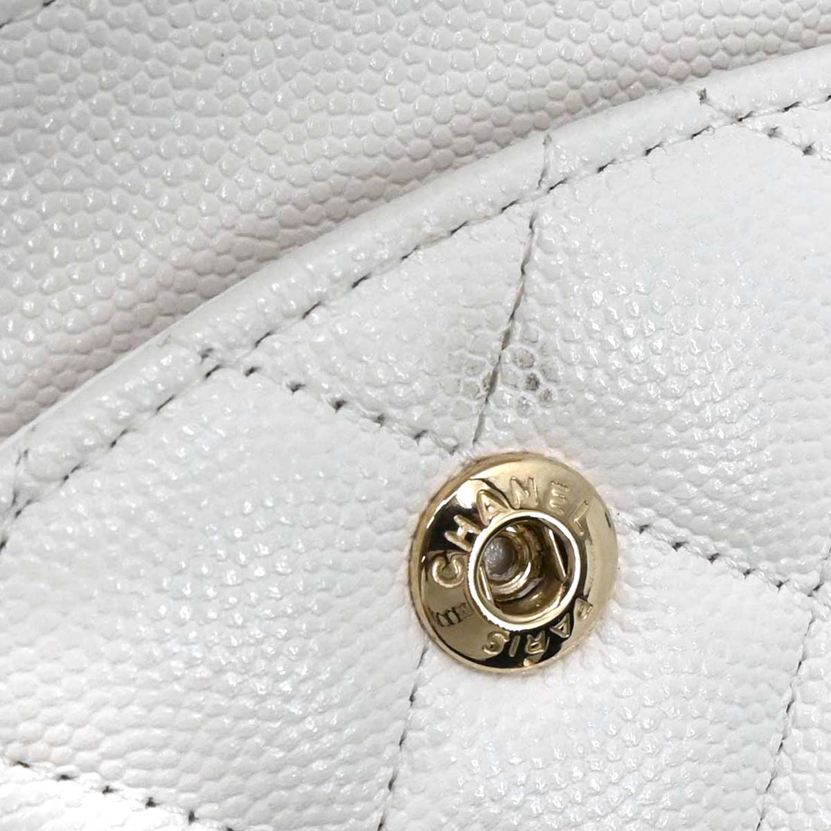 Chanel White Caviar Skin Medium Classic Double Flap Shoulder Bag