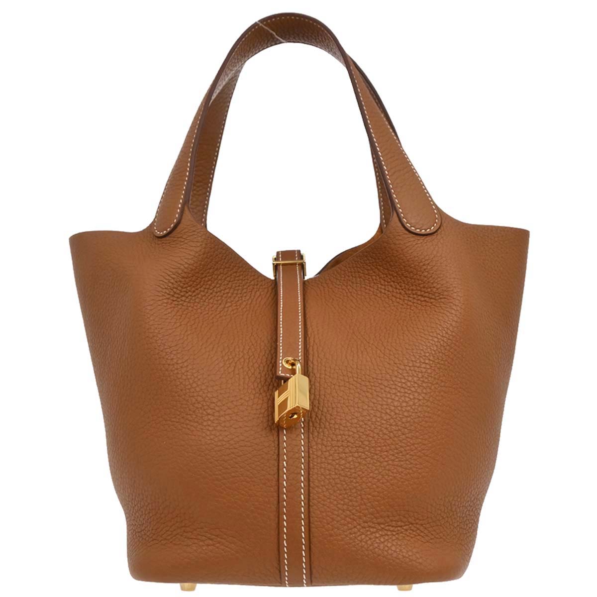 Hermes Gold Taurillon Clemence Picotin Lock 22 MM Handbag