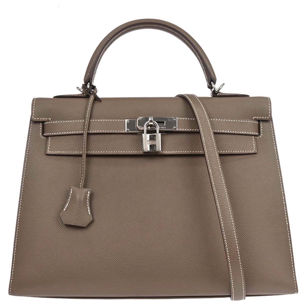 Hermes Etoupe Epsom Kelly 32 Sellier 2way Shoulder Handbag