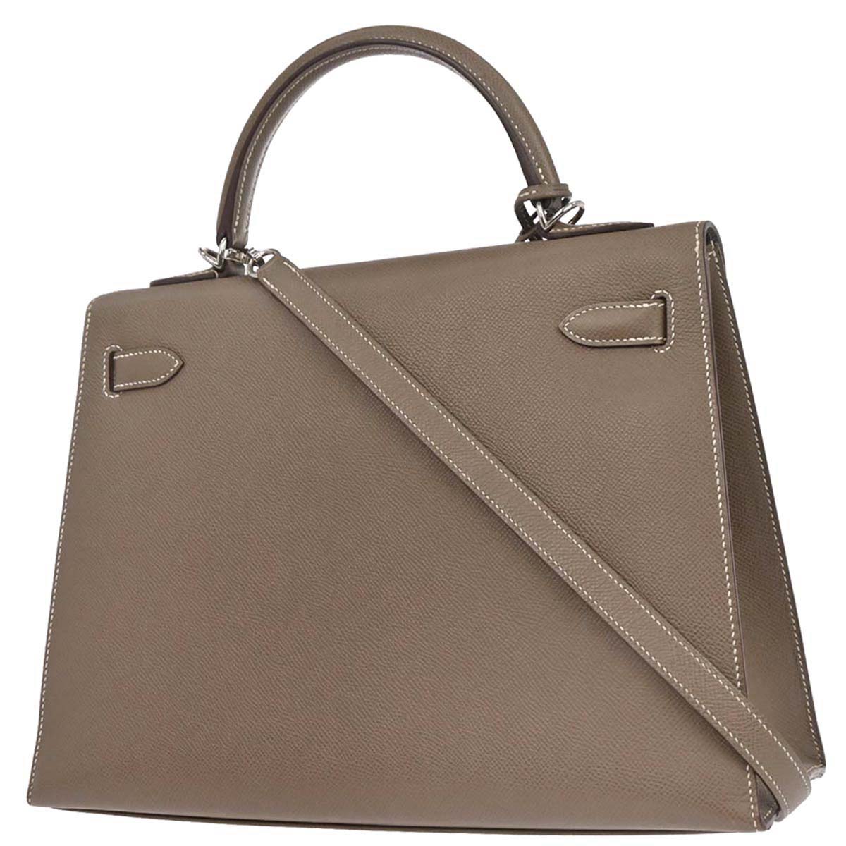 Hermes Etoupe Epsom Kelly 32 Sellier 2way Shoulder Handbag