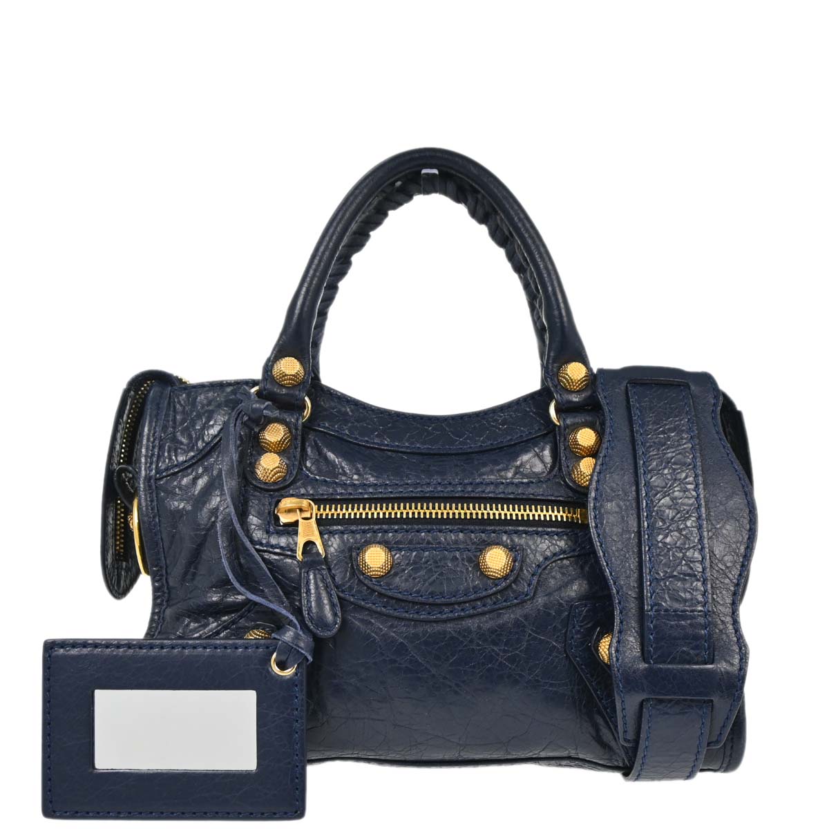 Balenciaga Navy Lambskin The City Mini 2way Shoulder Handbag