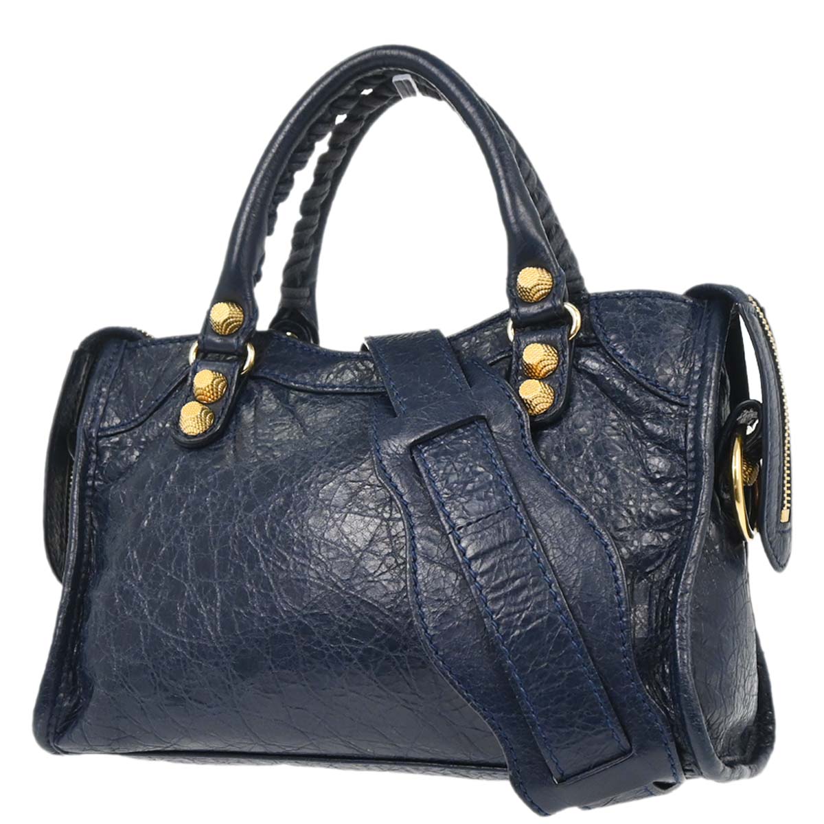 Balenciaga Navy Lambskin The City Mini 2way Shoulder Handbag