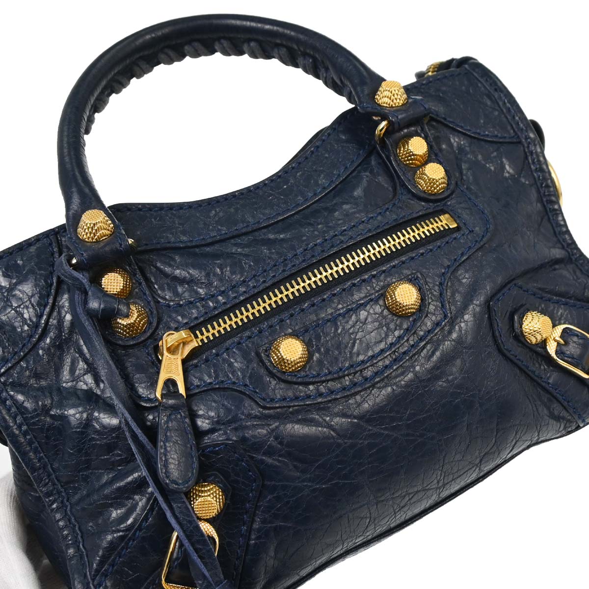 Balenciaga Navy Lambskin The City Mini 2way Shoulder Handbag
