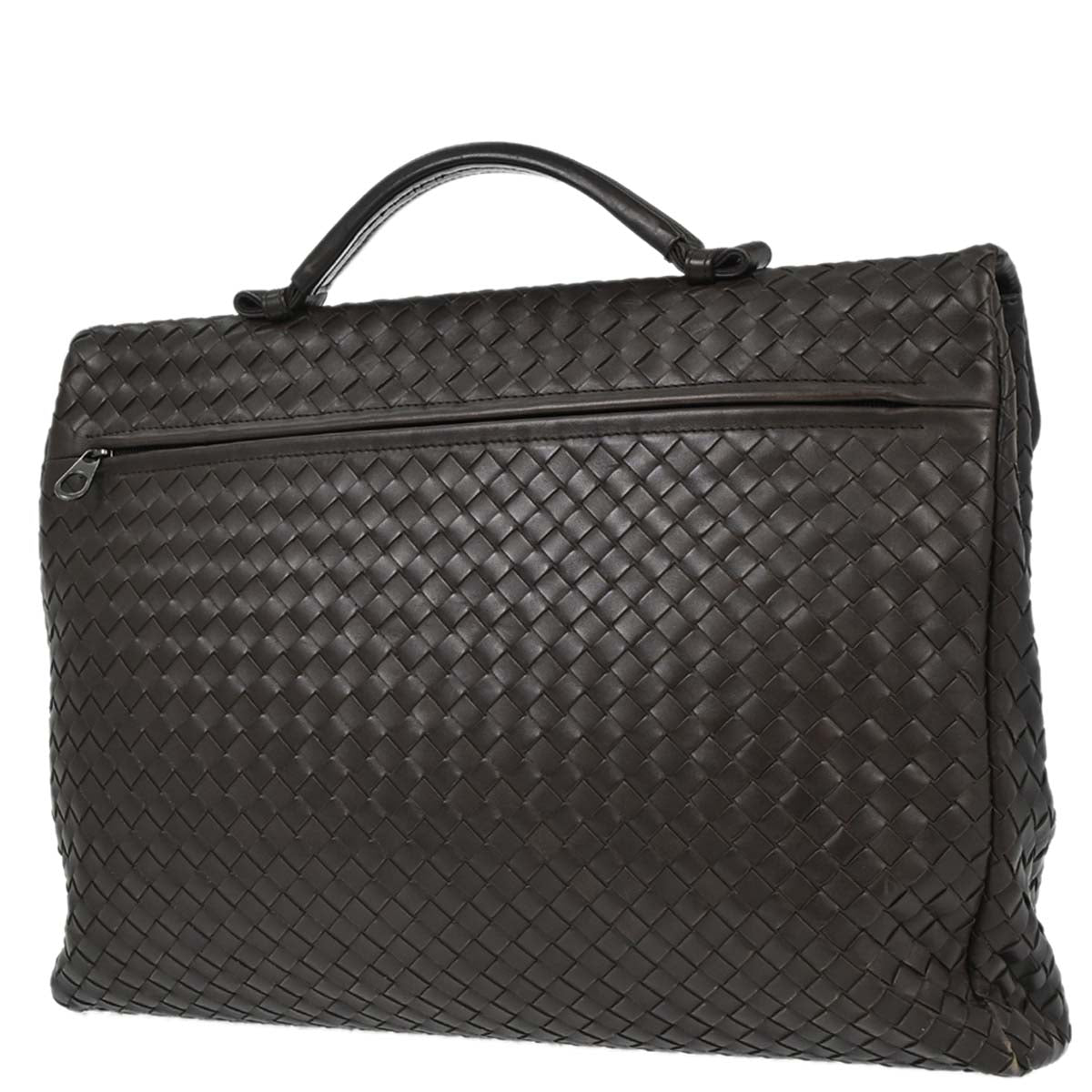 Bottega Veneta Brown Calfskin Intrecciato Briefcase Handbag