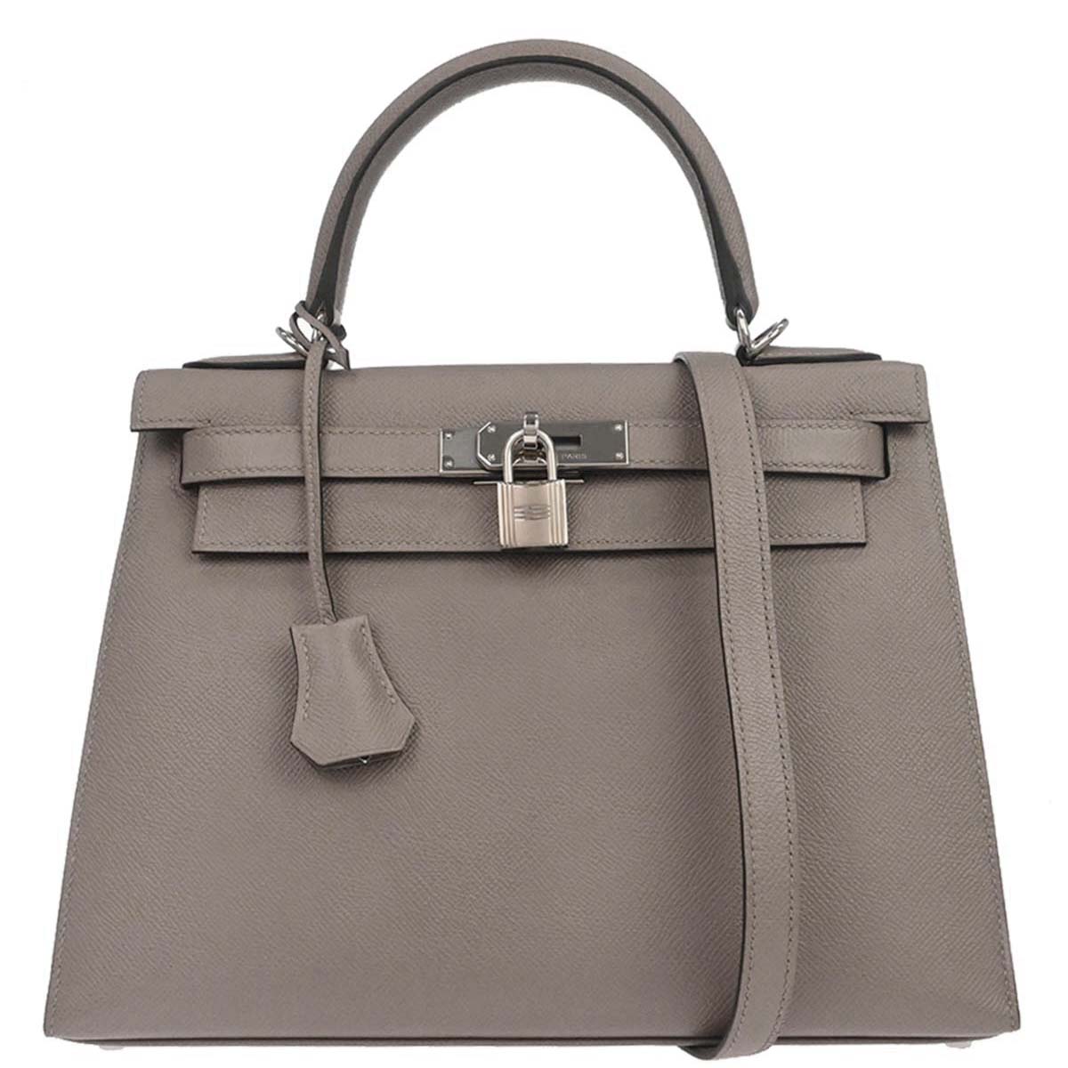 Hermes Gris Asphalt Epsom Kelly 28 Sellier 2way Shoulder Handbag