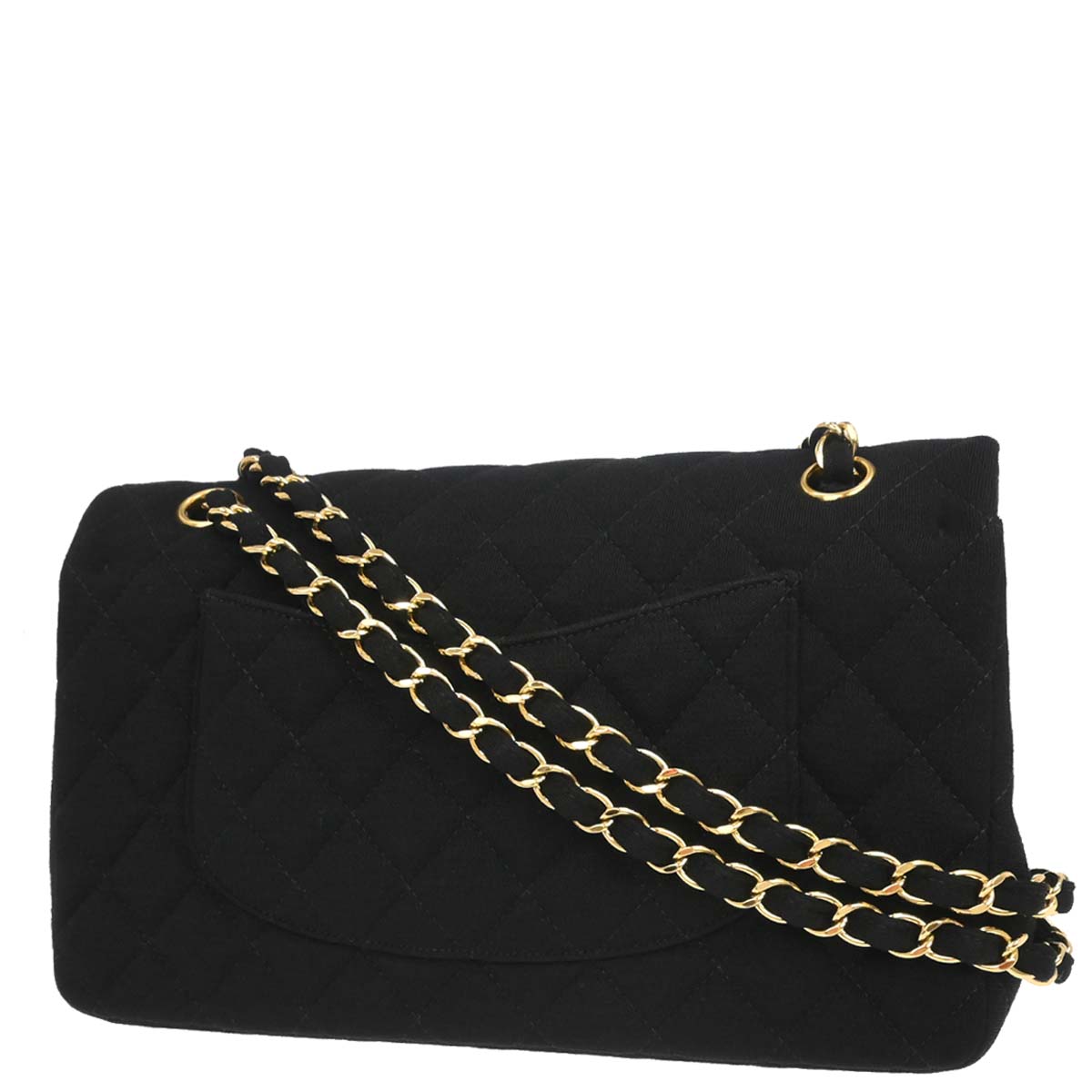 Chanel Black Cotton Medium Classic Double Flap Shoulder Bag
