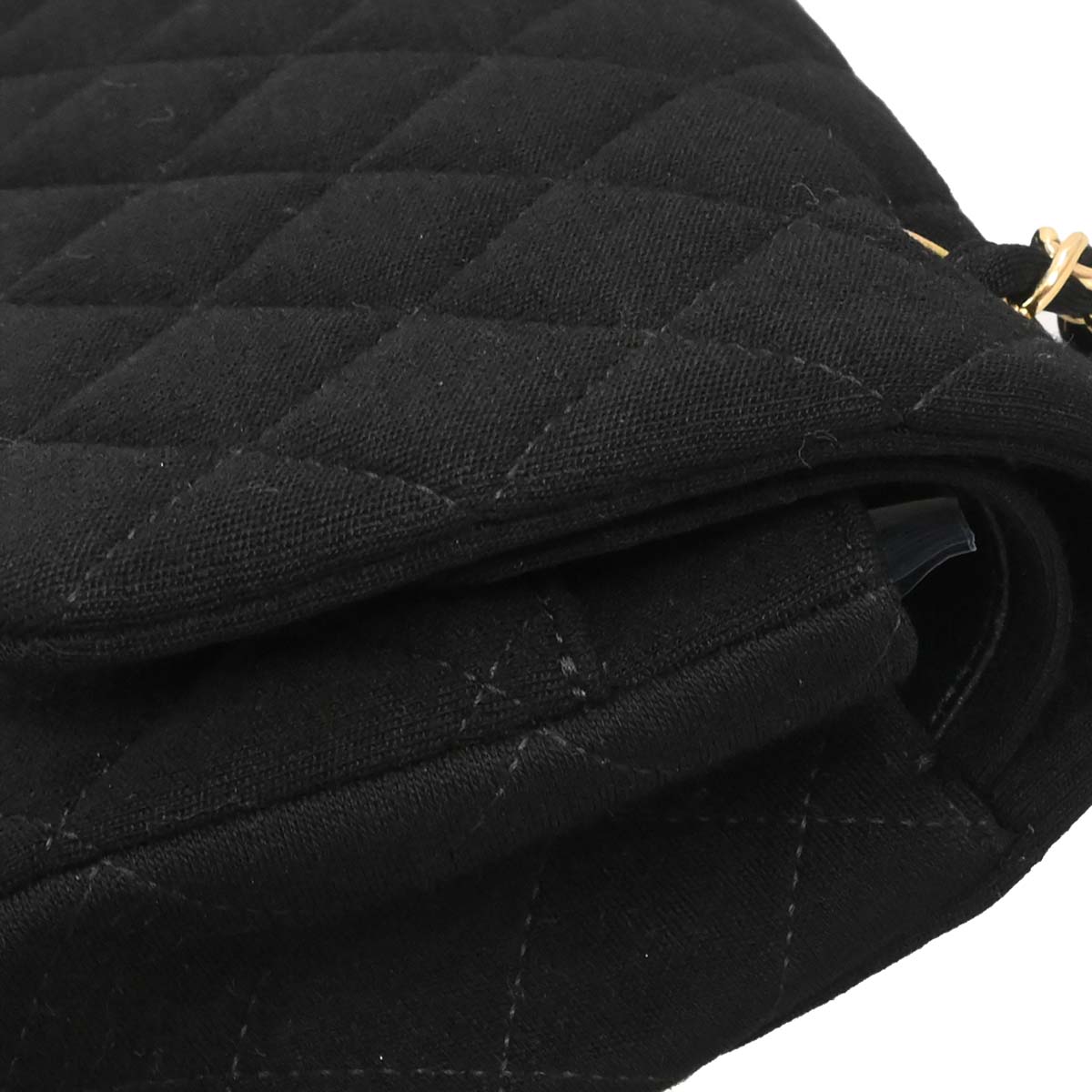 Chanel Black Cotton Medium Classic Double Flap Shoulder Bag