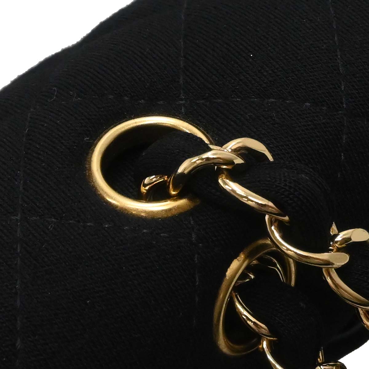 Chanel Black Cotton Medium Classic Double Flap Shoulder Bag