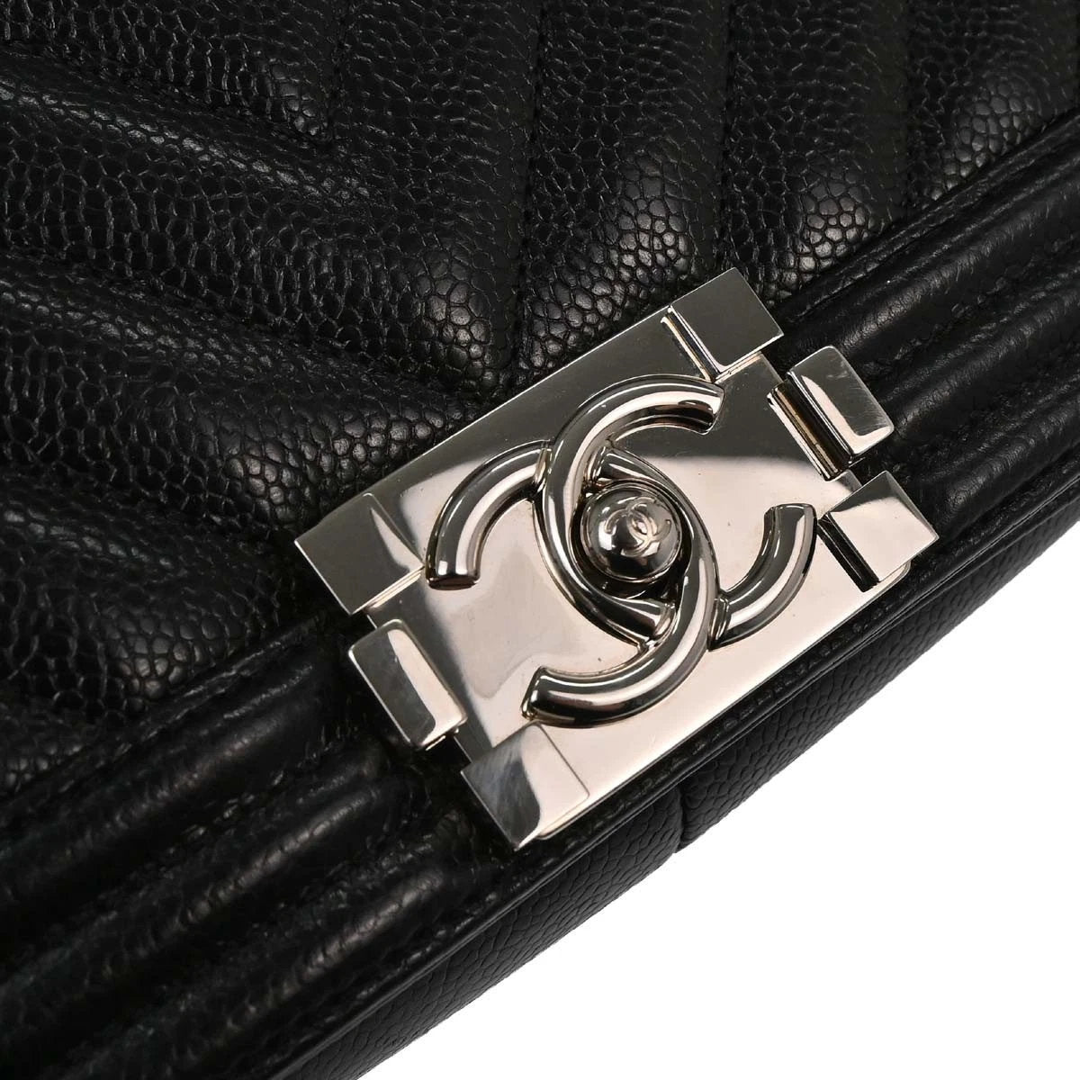 Boy Chanel Black Caviar Chevron Medium Shoulder Bag