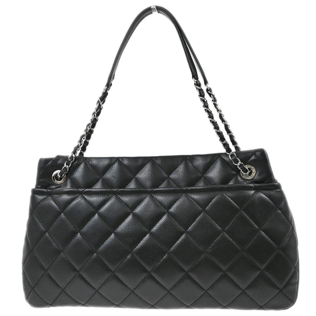 Chanel Black Caviar Skin Tote Chain Handbag
