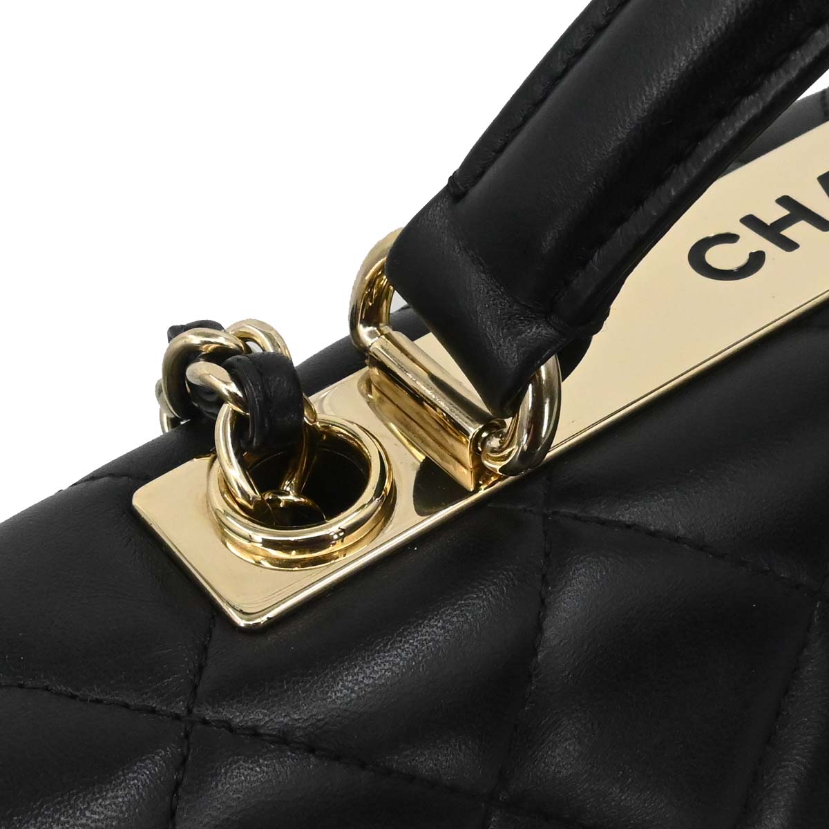 Chanel Black Lambskin Top Handle 2way Shoulder Handbag