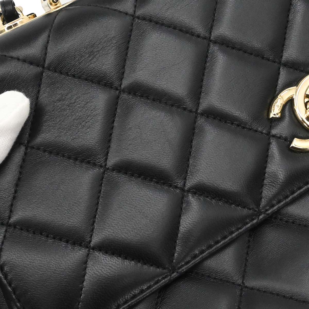Chanel Black Lambskin Top Handle 2way Shoulder Handbag