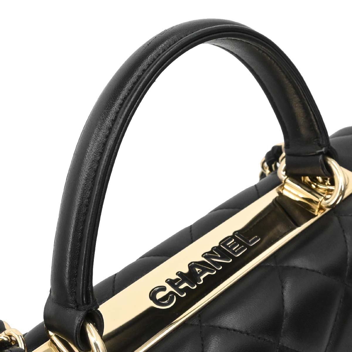 Chanel Black Lambskin Top Handle 2way Shoulder Handbag