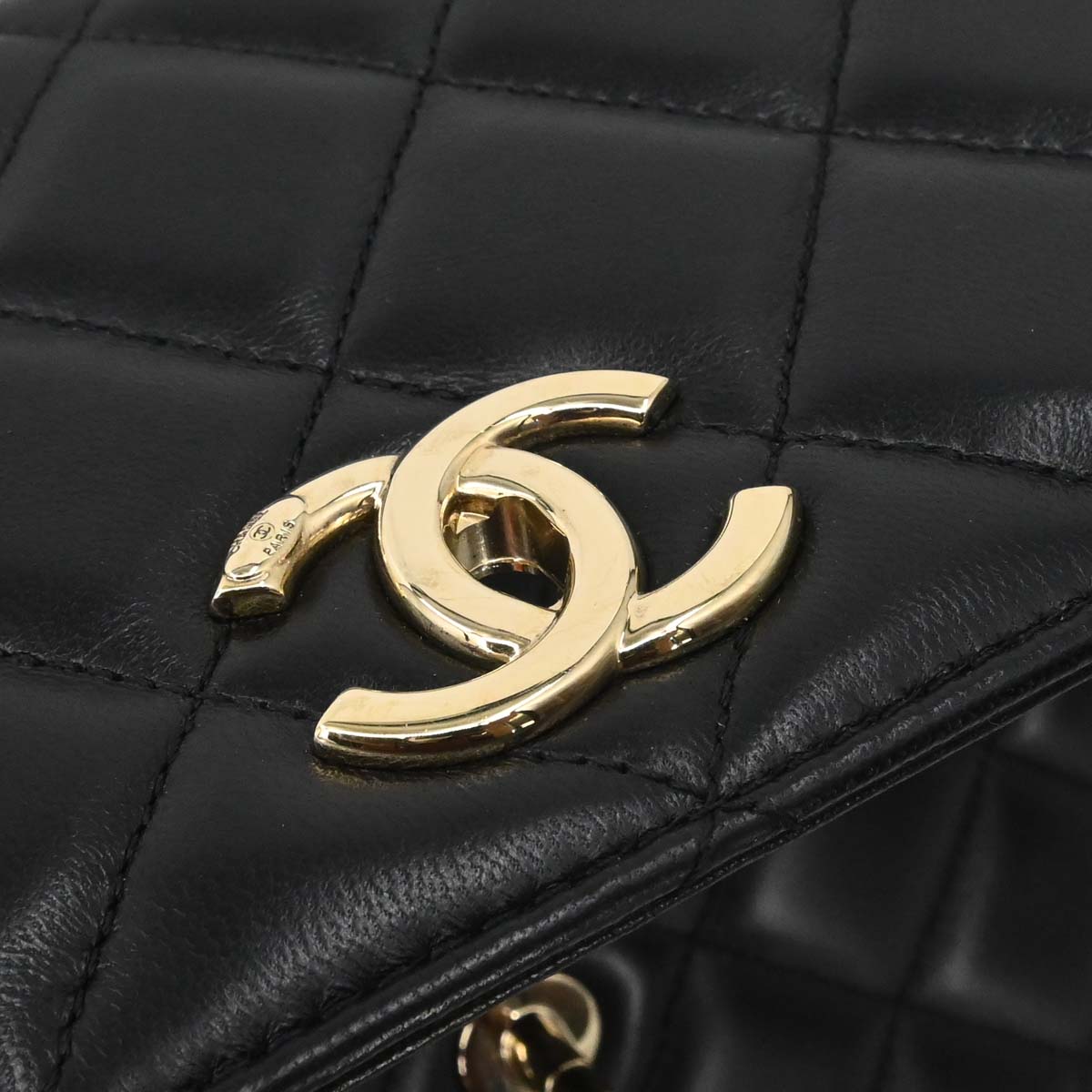 Chanel Black Lambskin Top Handle 2way Shoulder Handbag
