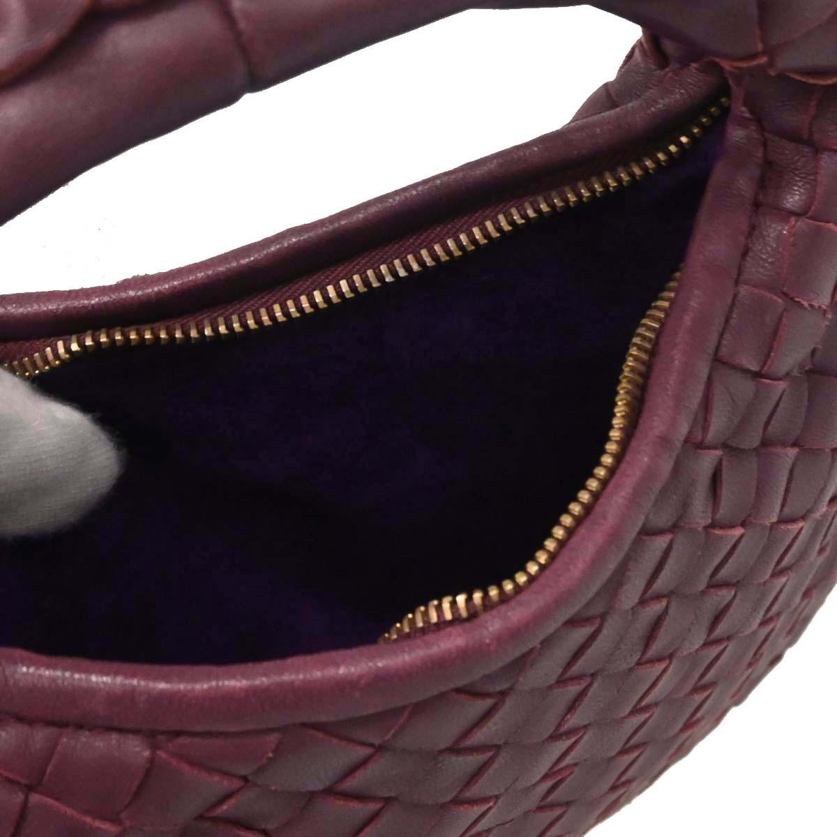 Bottega Veneta Purple Lambskin Intrecciato Hobo Handbag