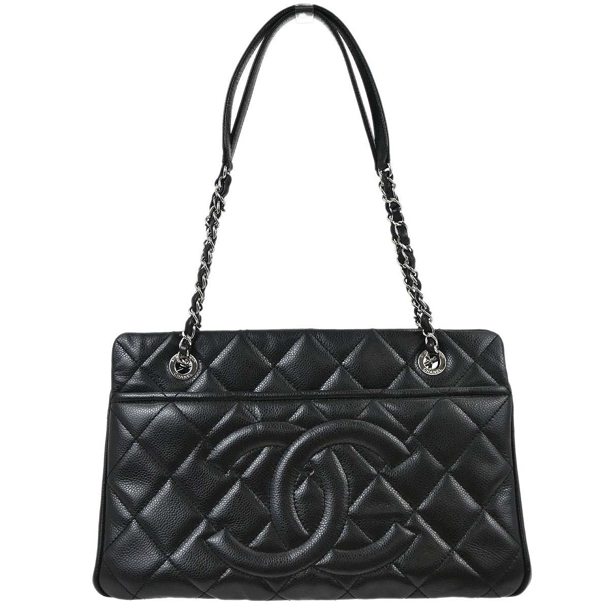 Chanel Black Caviar Skin Timeless CC Chain Tote Bag